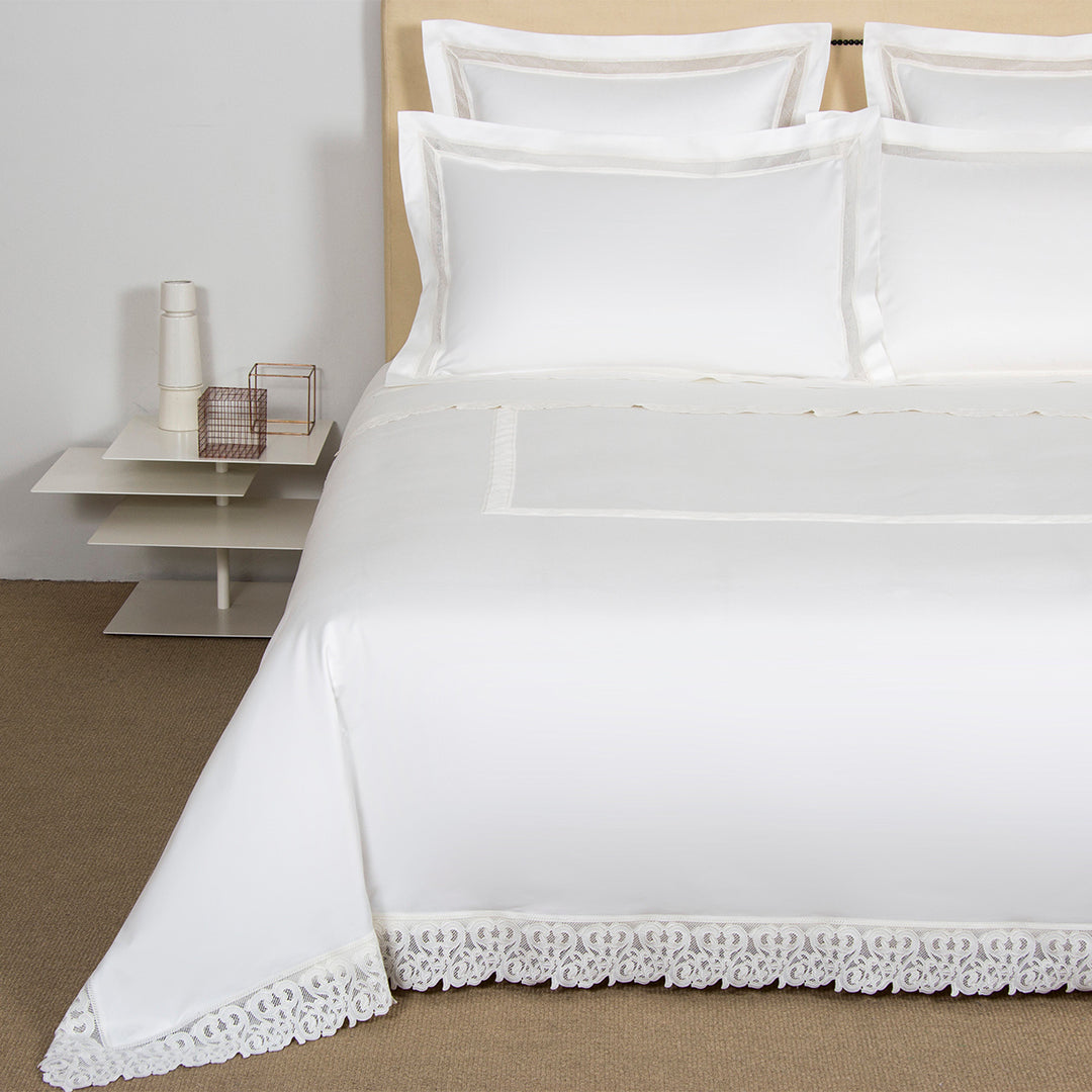 Parure housse de couette 4 pcs Ornate Medallion en coton - Milk