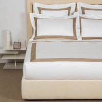 Parure housse de couette 4 pcs Forever Bordo Yd en coton - Beige & Camel