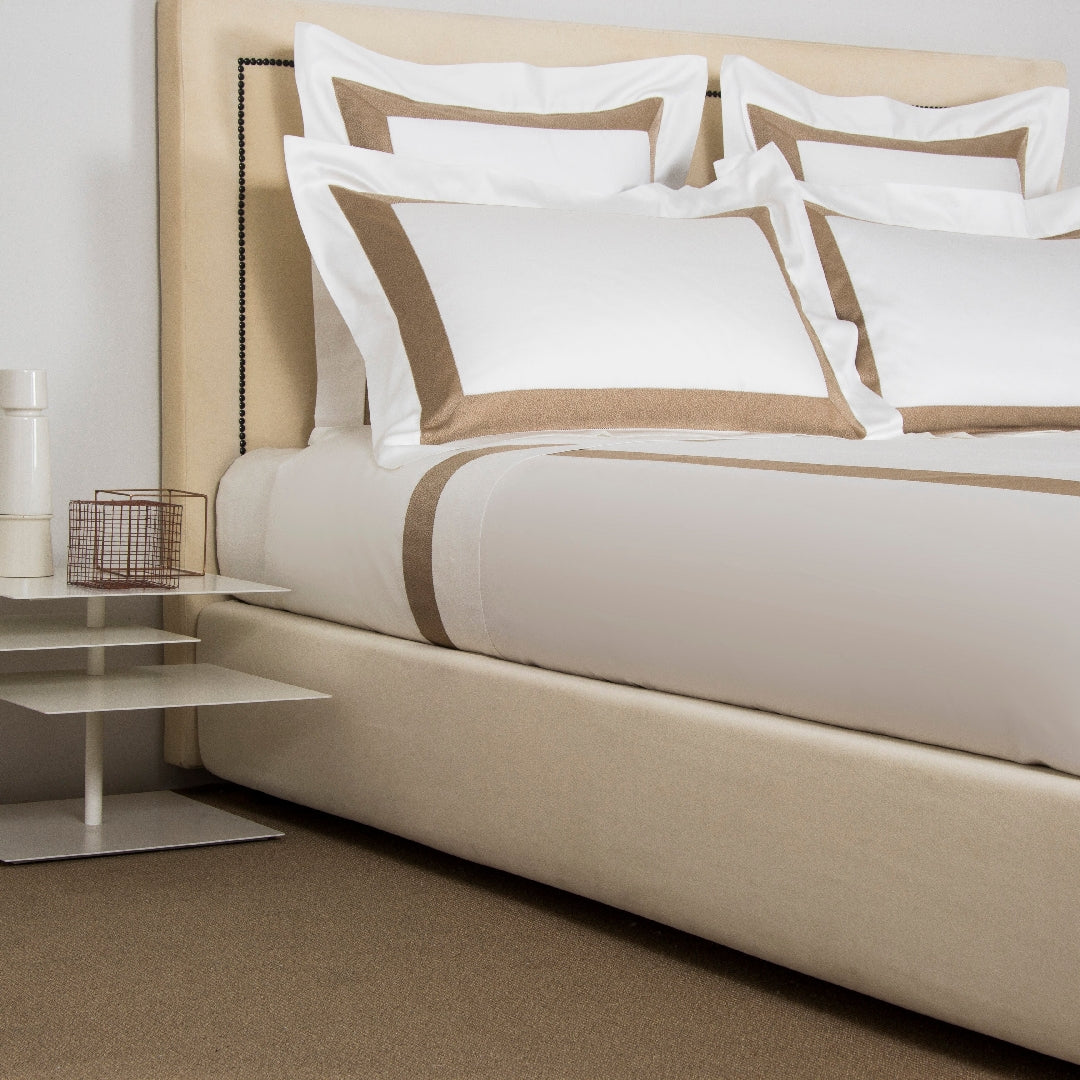 Parure housse de couette 4 pcs Forever Bordo Yd en coton - Beige & Camel