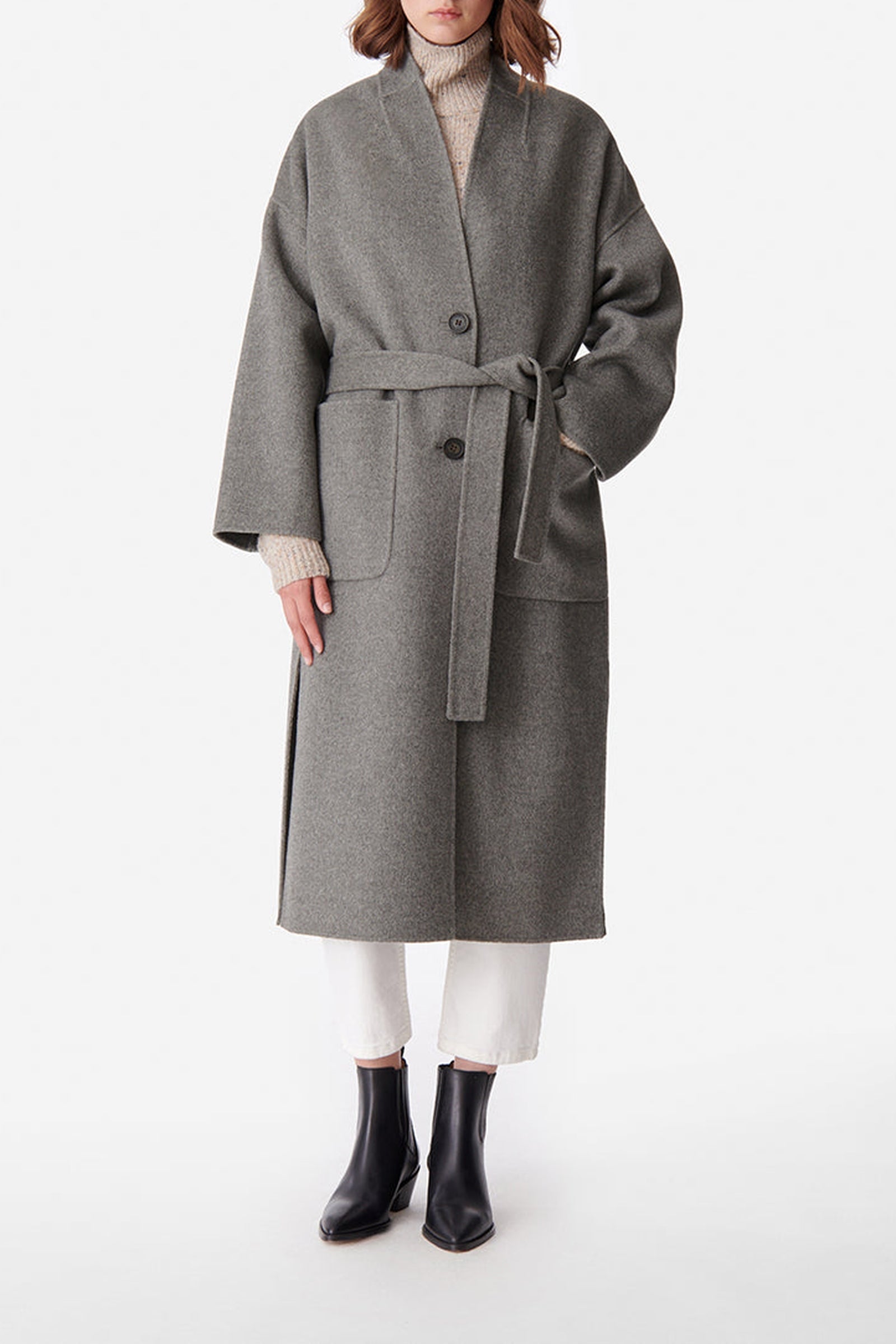 Manteau Bachir en laine - Gris Chiné