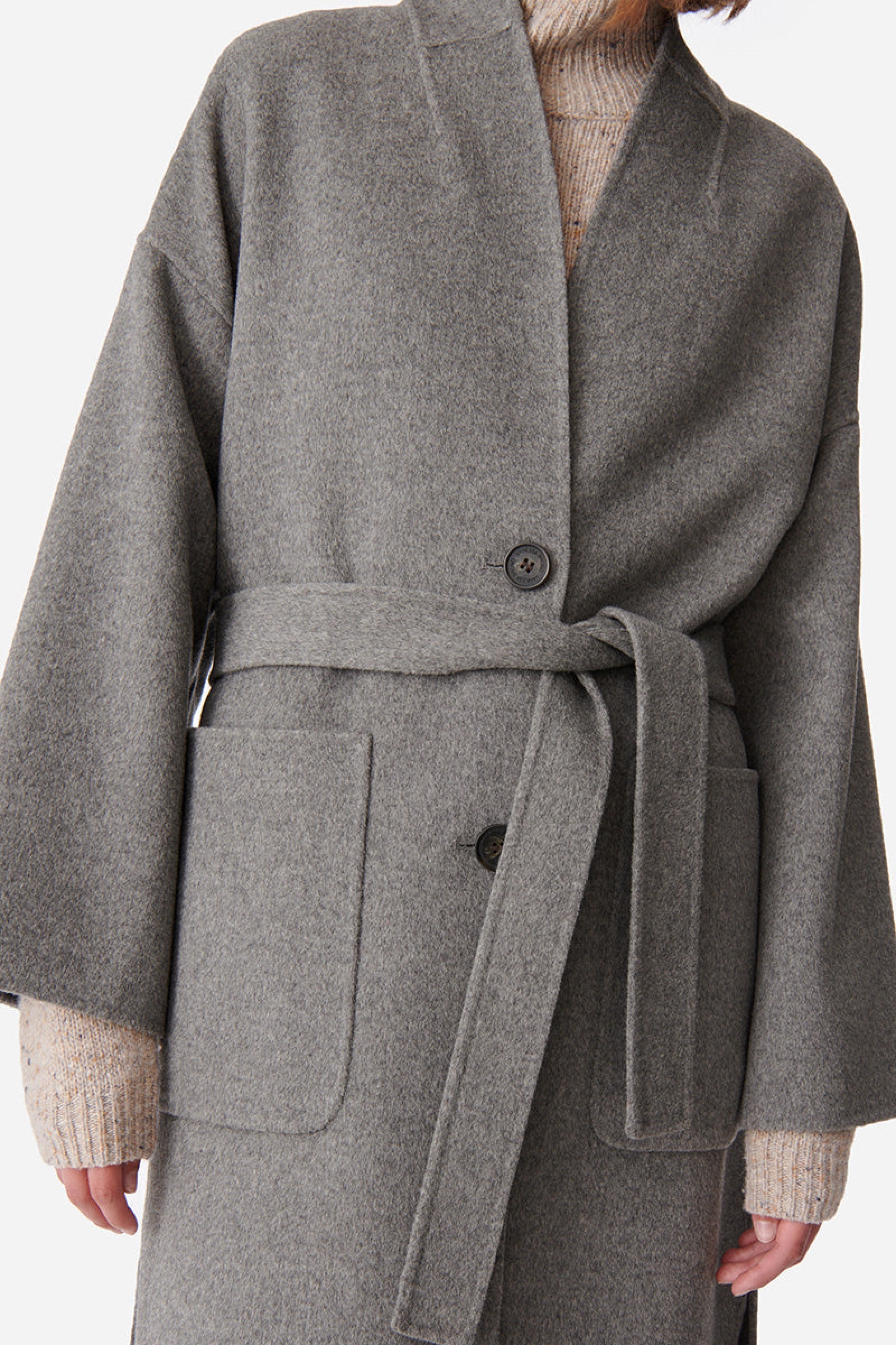 Manteau Bachir en laine - Gris Chiné