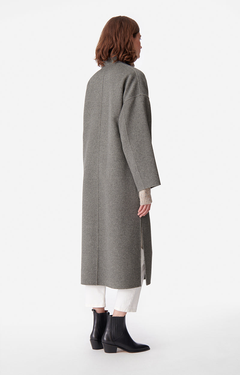 Manteau Bachir en laine - Gris Chiné