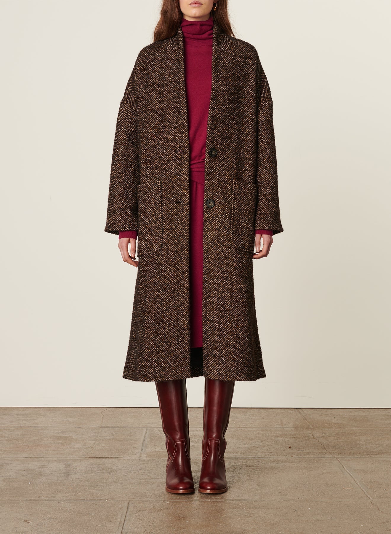 Manteau Bachir en laine mélangée - Marron