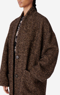 Manteau Bachir en laine mélangée - Marron
