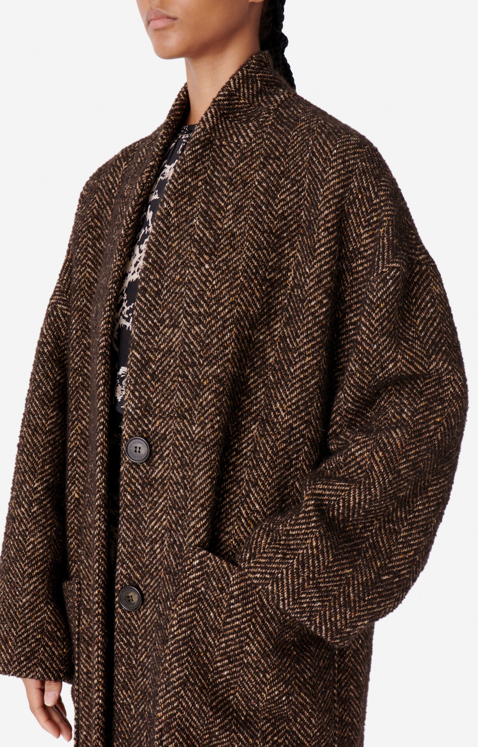 Manteau Bachir en laine mélangée - Marron