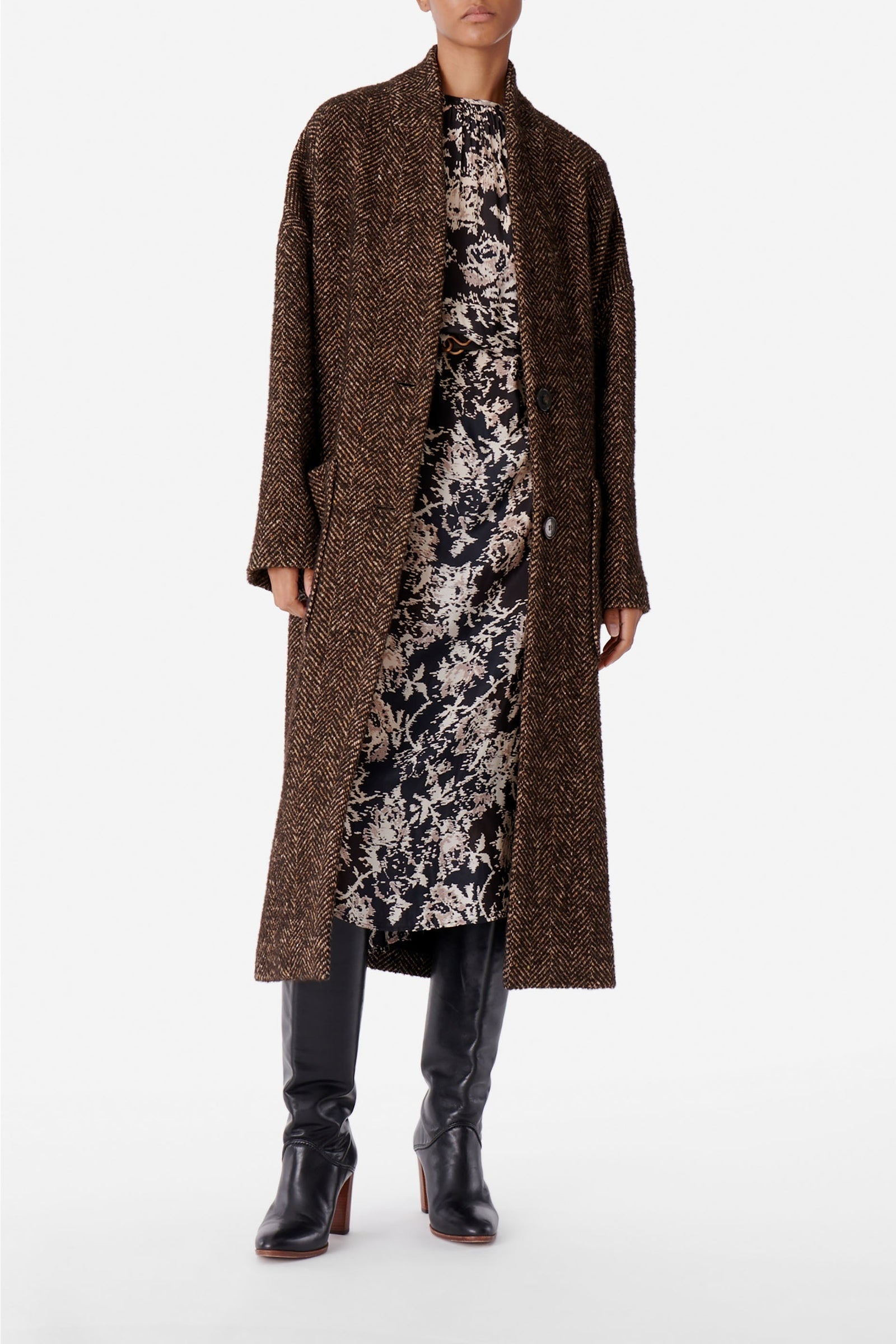 Manteau Bachir en laine mélangée - Marron