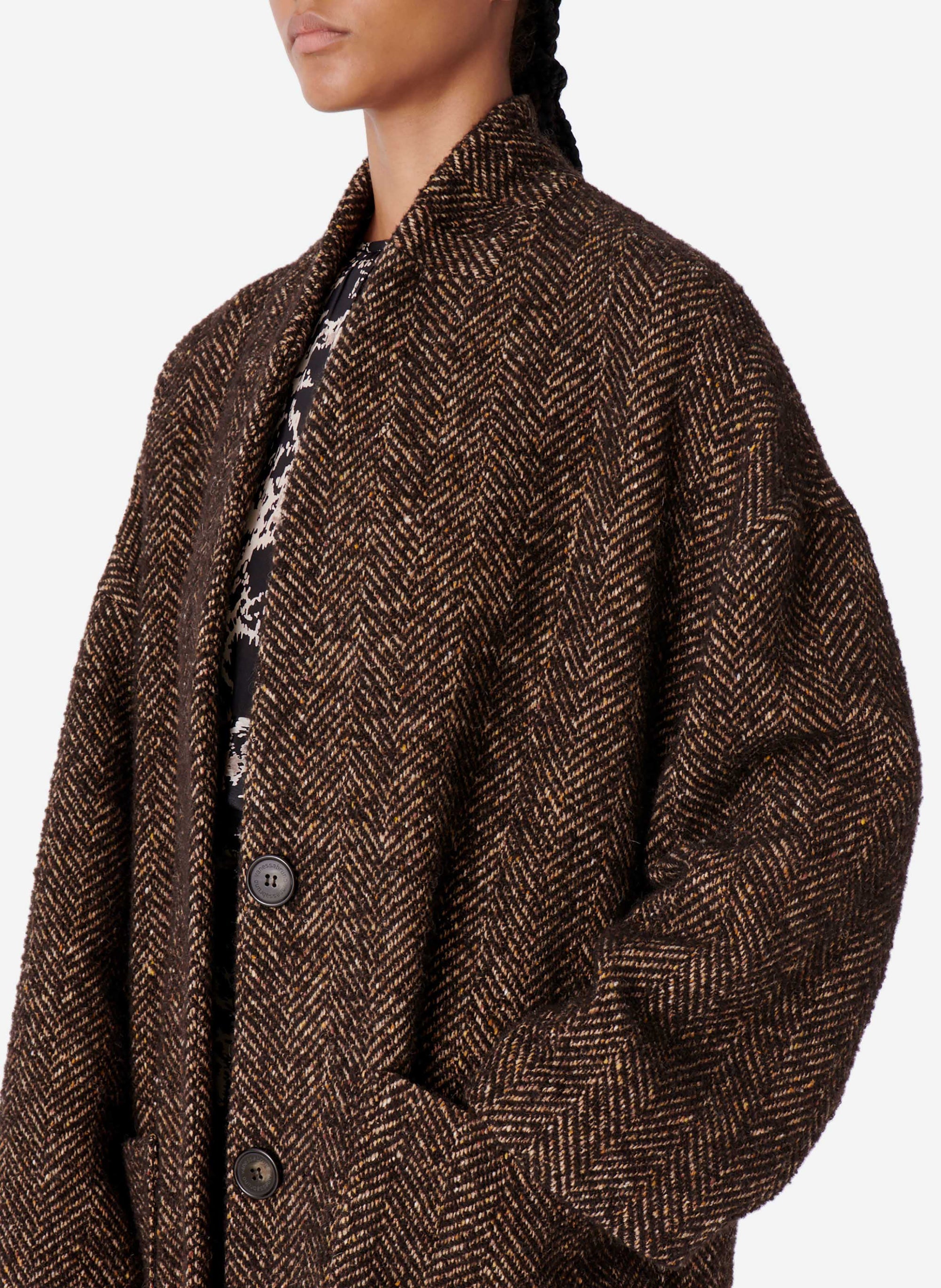 Manteau Bachir en laine mélangée - Marron