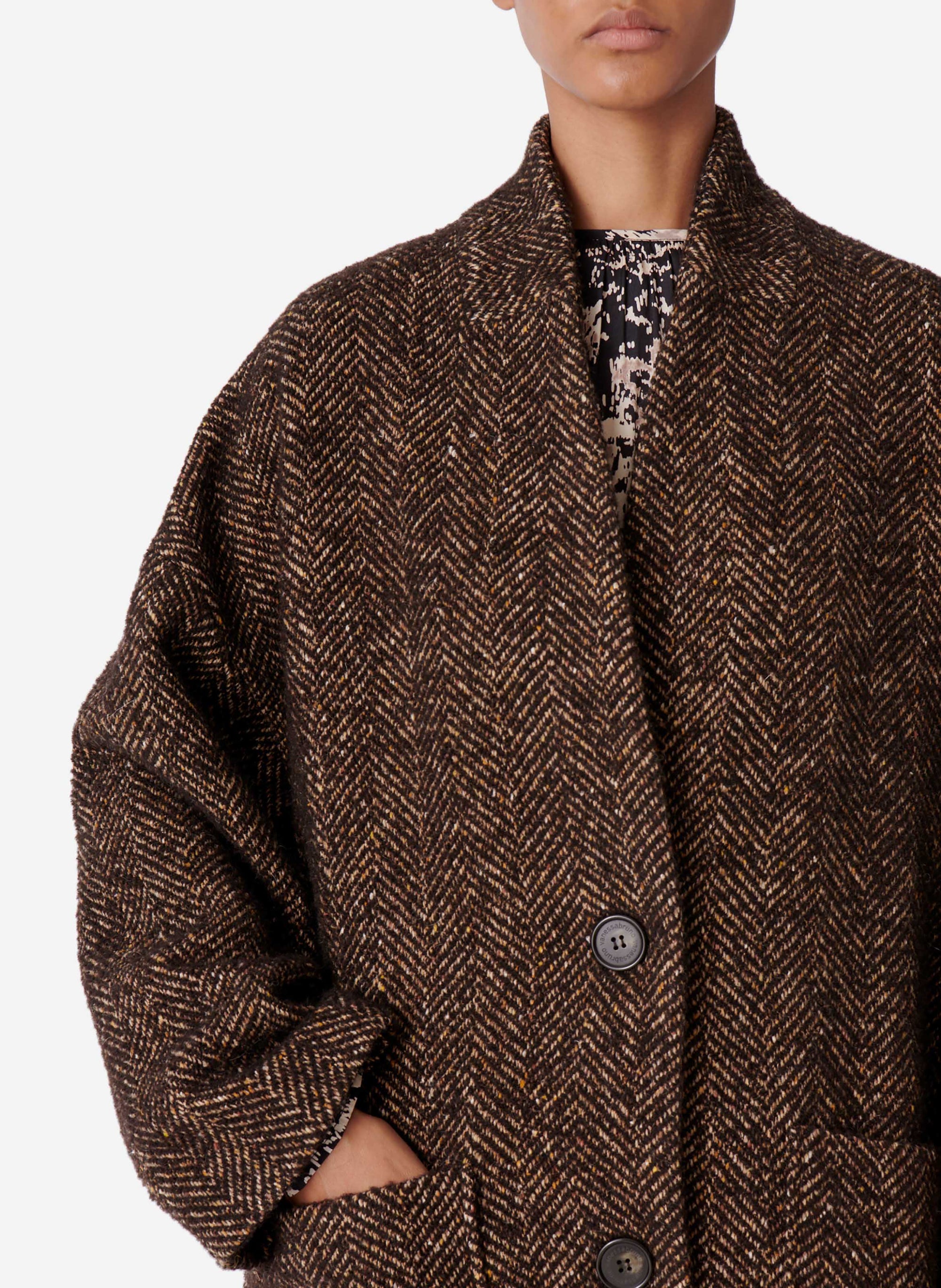 Manteau Bachir en laine mélangée - Marron