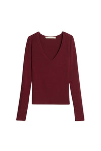 Pull à col V Epicea - Bordeaux