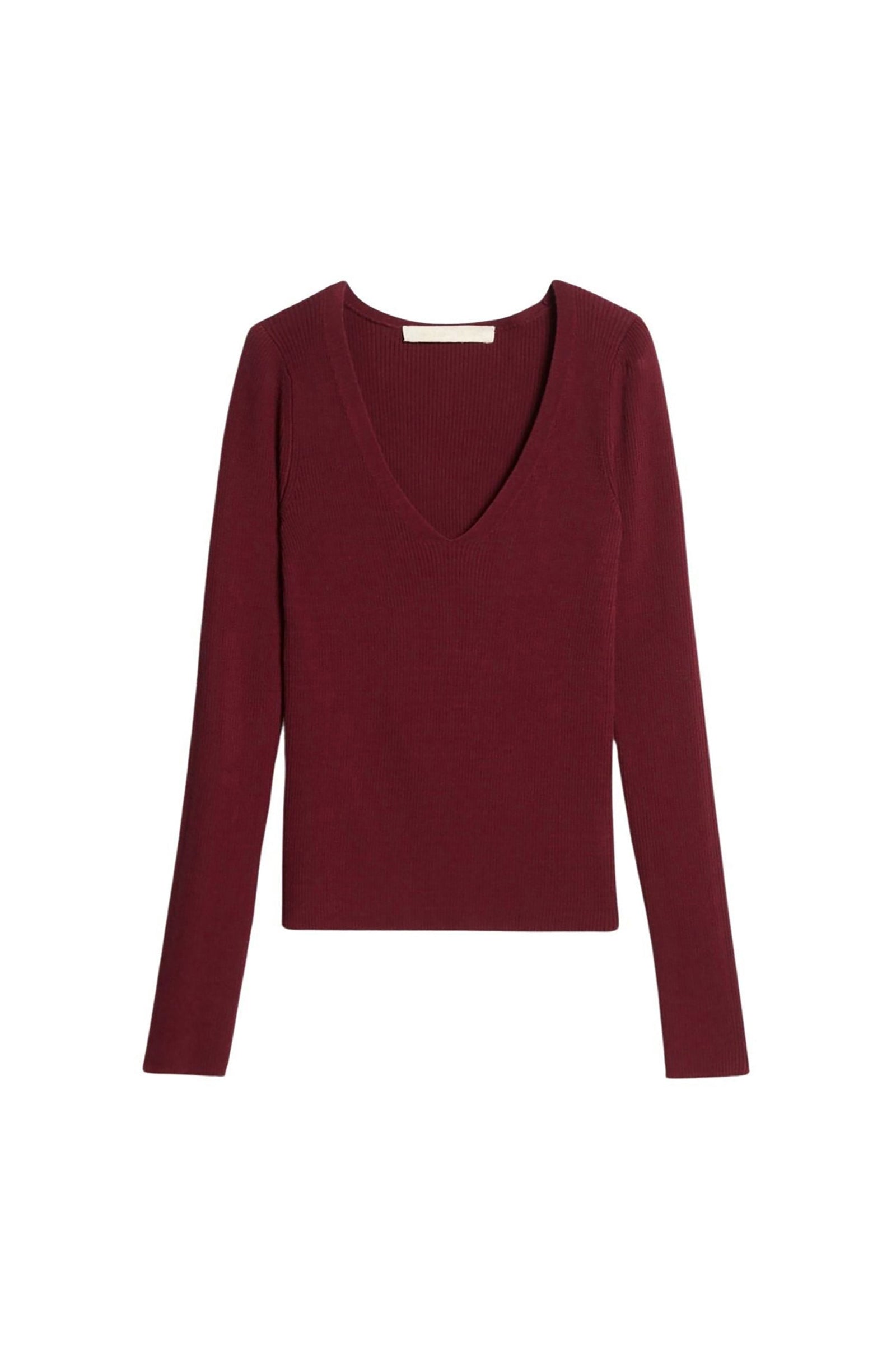 Pull à col V Epicea - Bordeaux