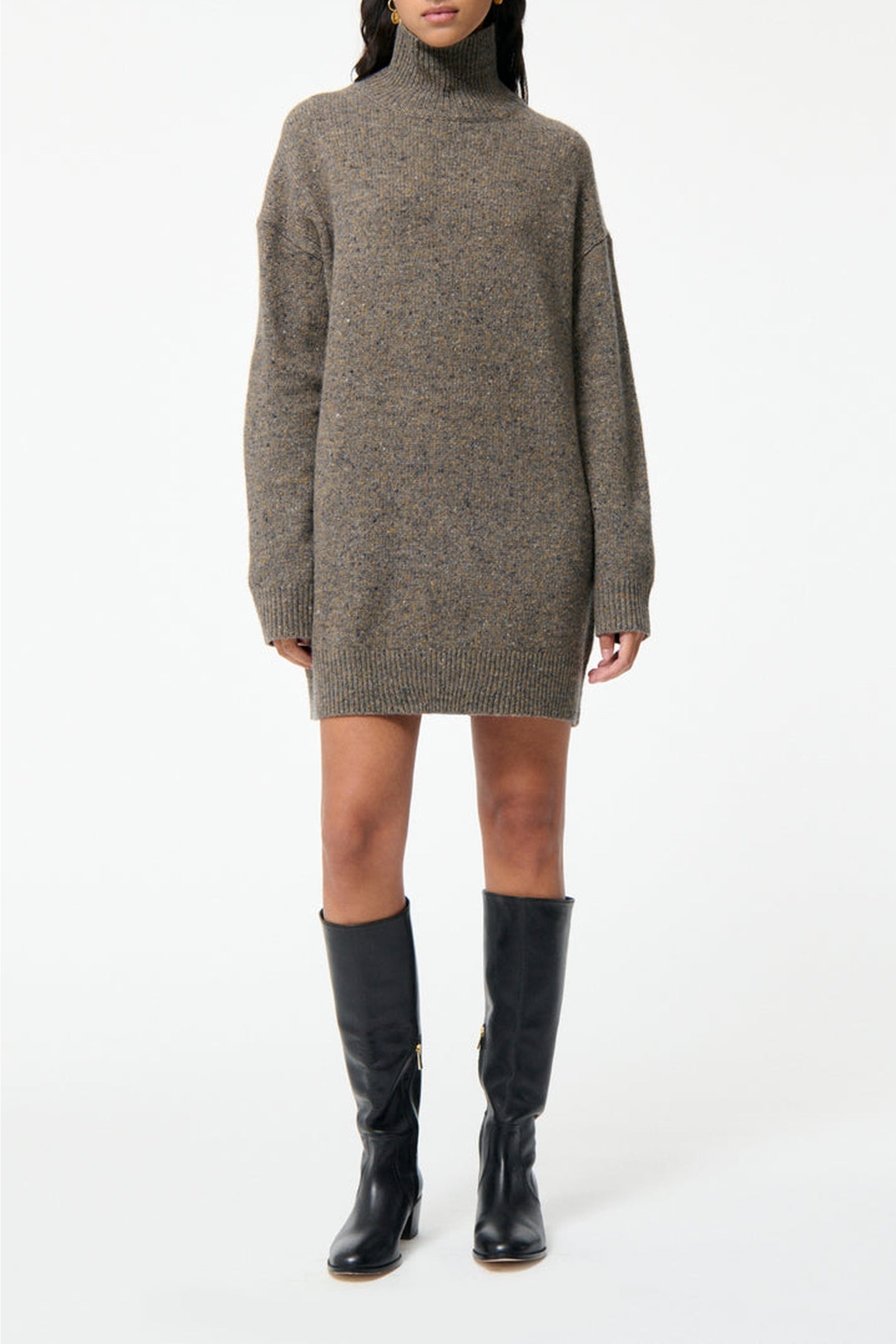 Robe courte Florina en laine - Taupe