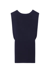 Robe courte à col bateau Dorotea en laine mélangée - Marine