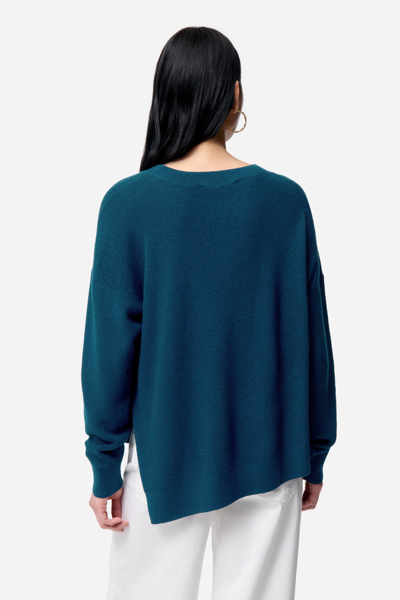 Pull Fontana en laine mélangée - Bleu Canard