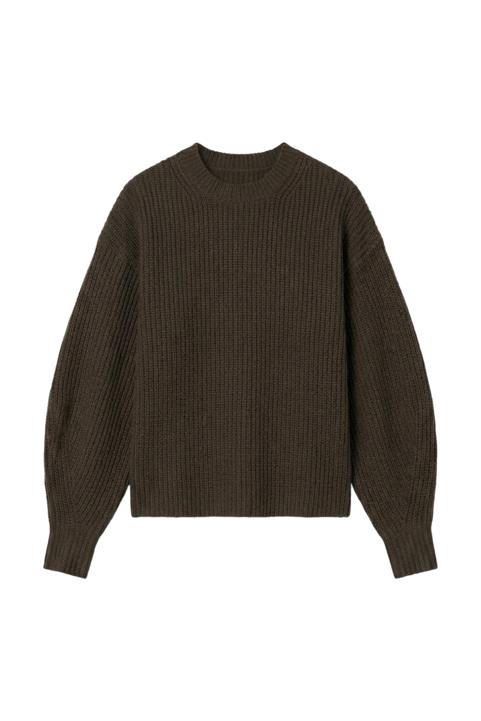 RECO : 130 // Pull col rond en laine - Marron