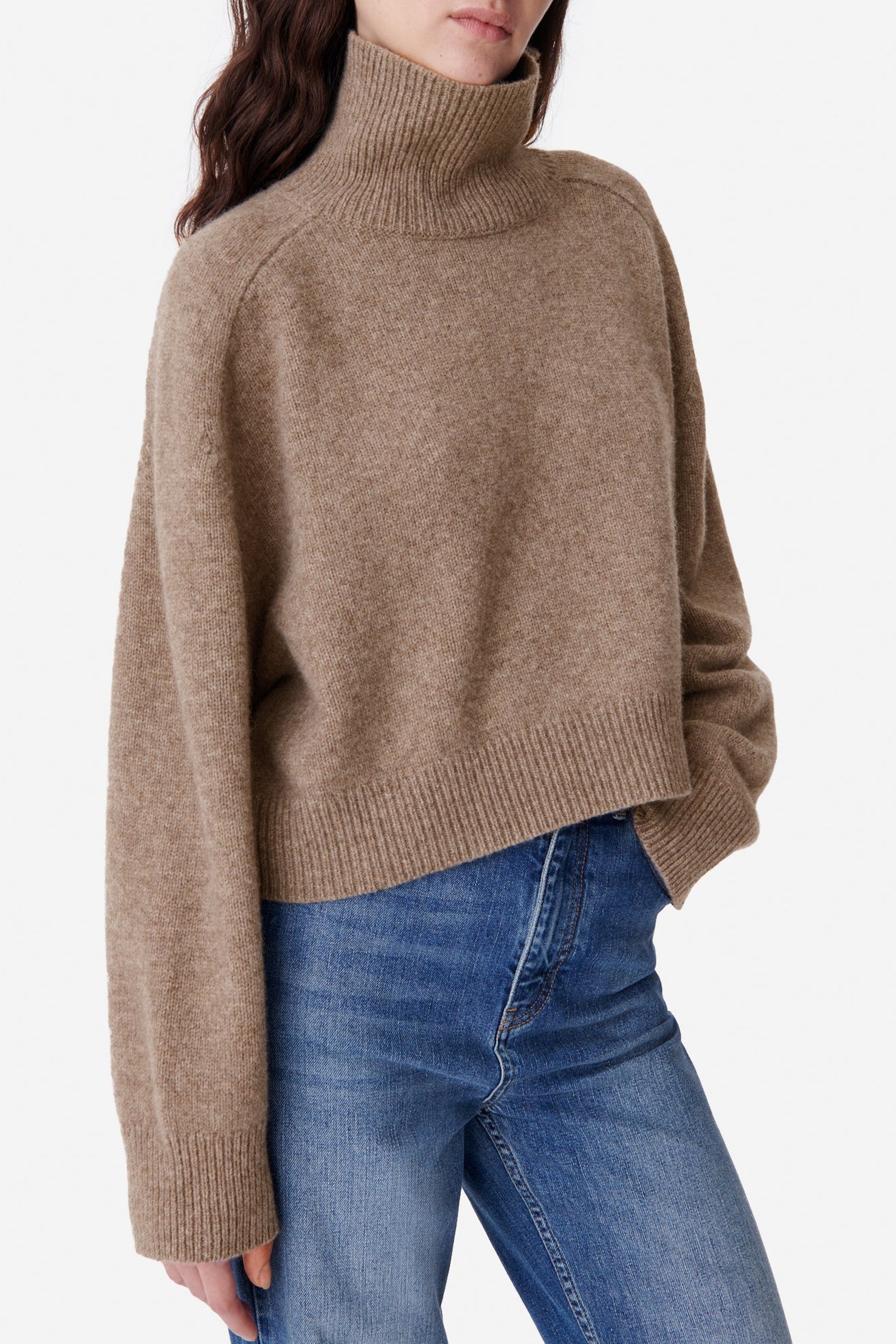 Pull col roulé Ballerine en laine - Fauve