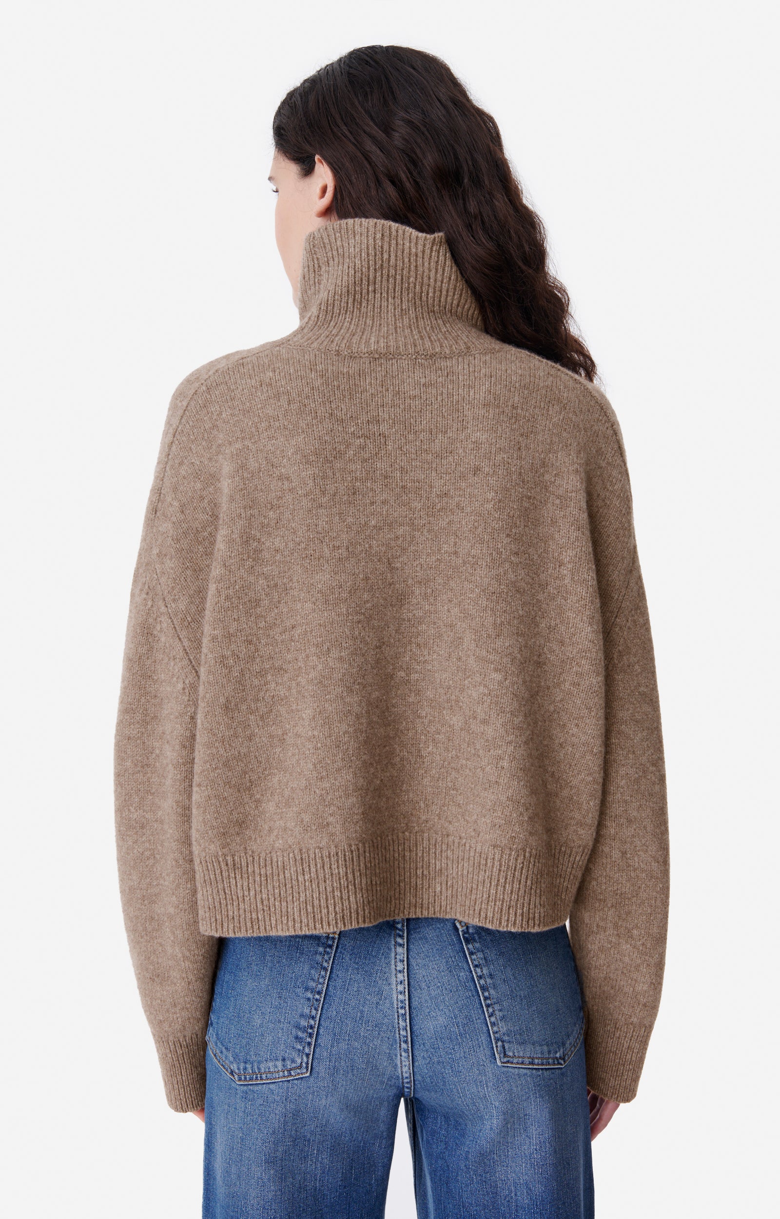 Pull col roulé Ballerine en laine - Fauve