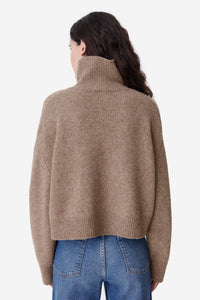 Pull col roulé Ballerine en laine - Fauve