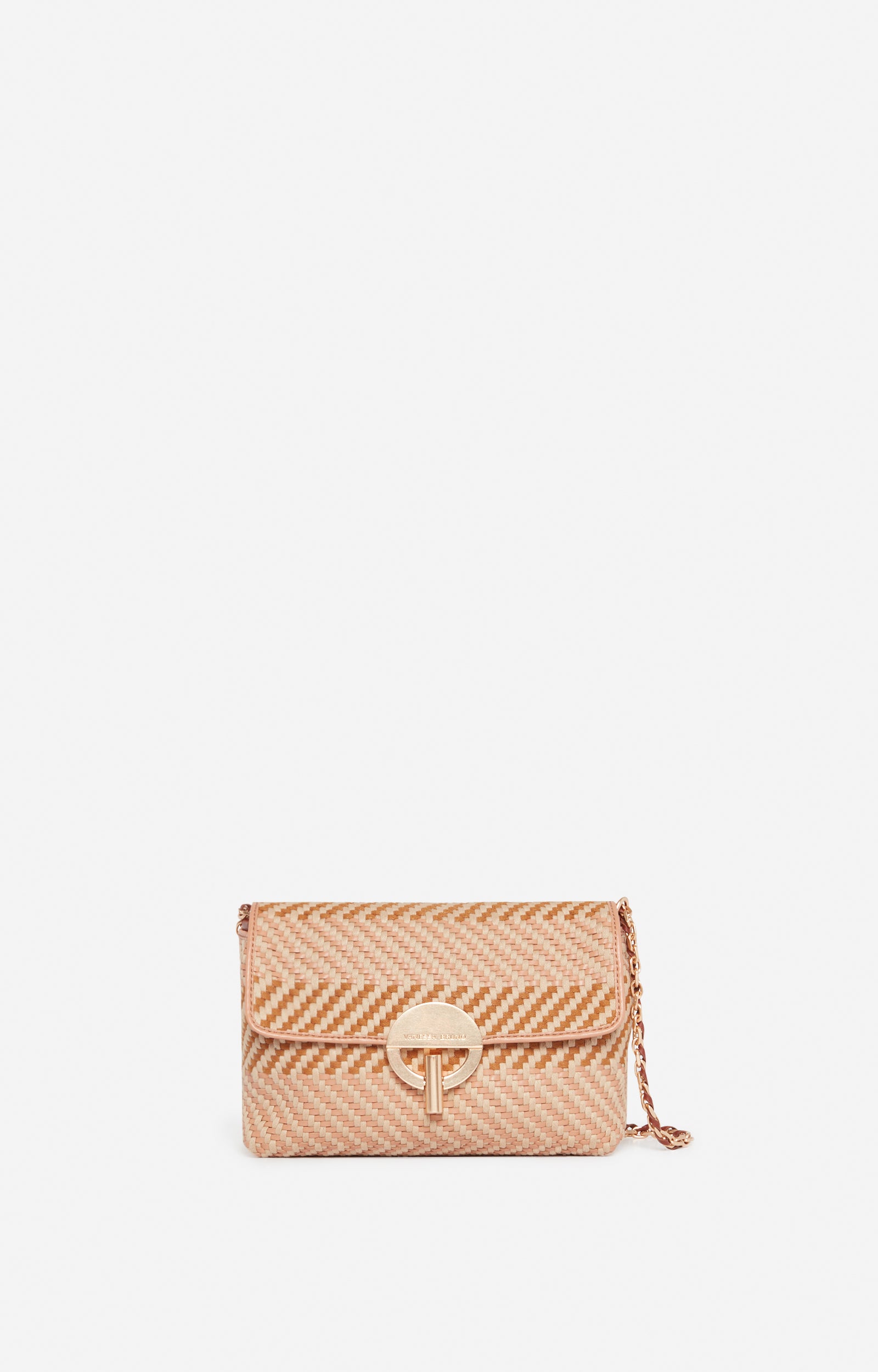 4 QTY NEW // MULTICO/BISCUIT / Petit Sac Moon en Cuir et Coton - MULTICO/BISCUIT