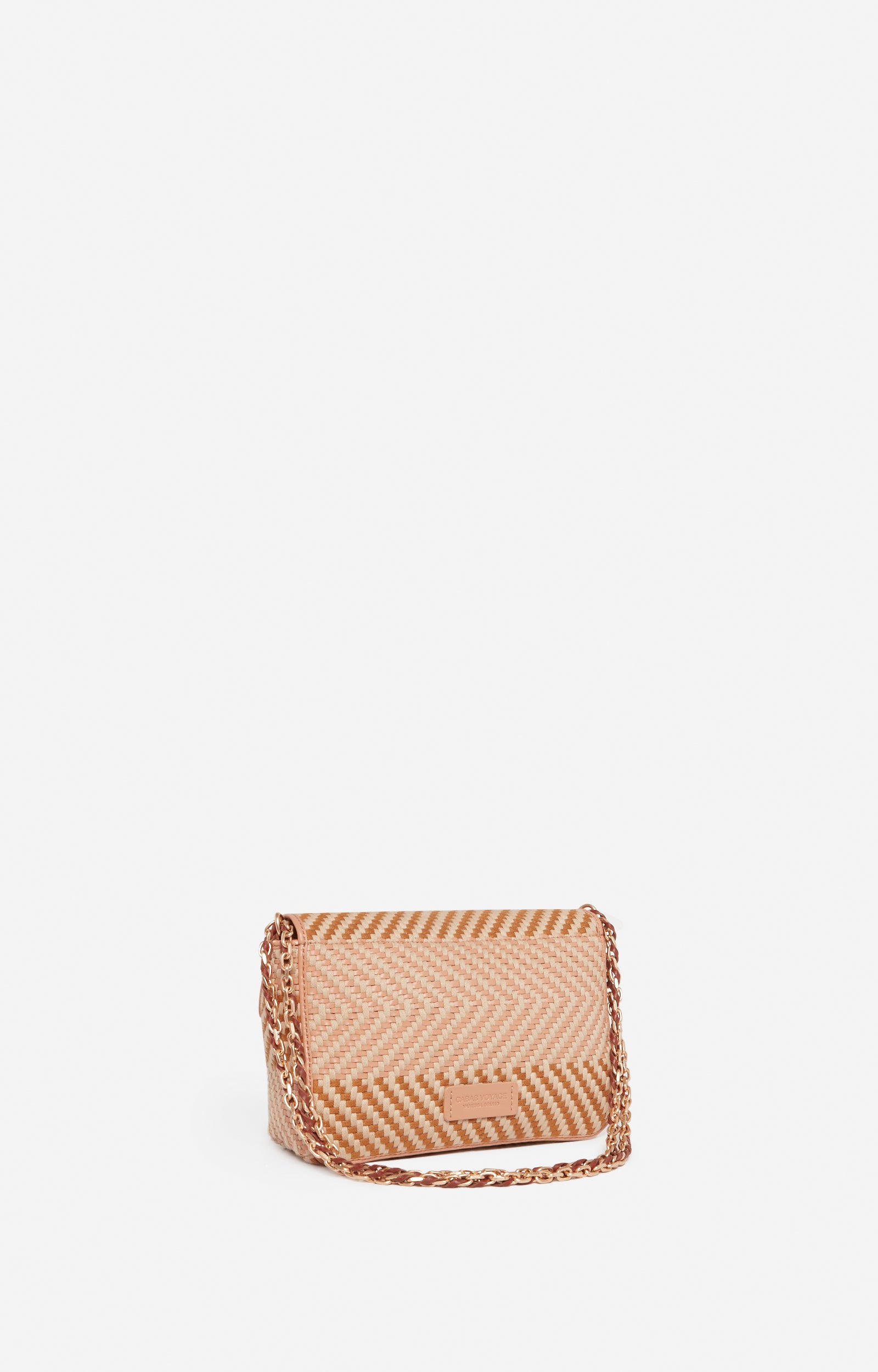 4 QTY NEW // MULTICO/BISCUIT / Petit Sac Moon en Cuir et Coton - MULTICO/BISCUIT