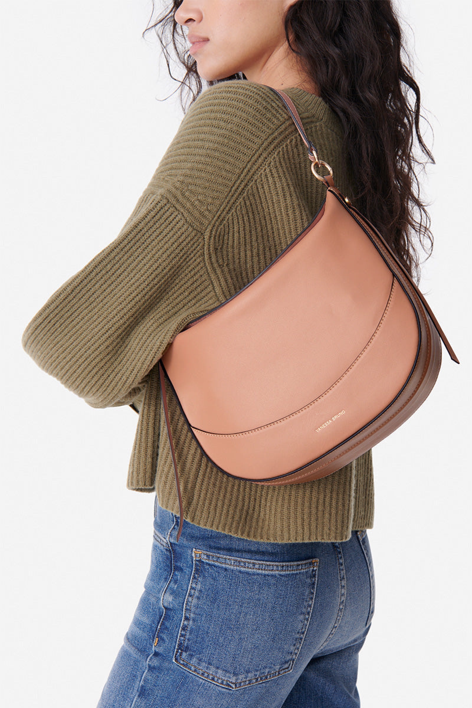Large Daily leather bag - Nude