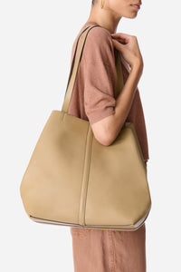 Iconic Daily large leather tote bag - Olive
