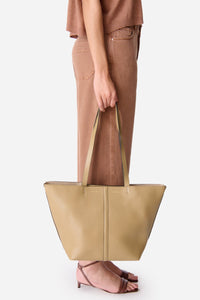 Iconic Daily small leather tote bag - Olive
