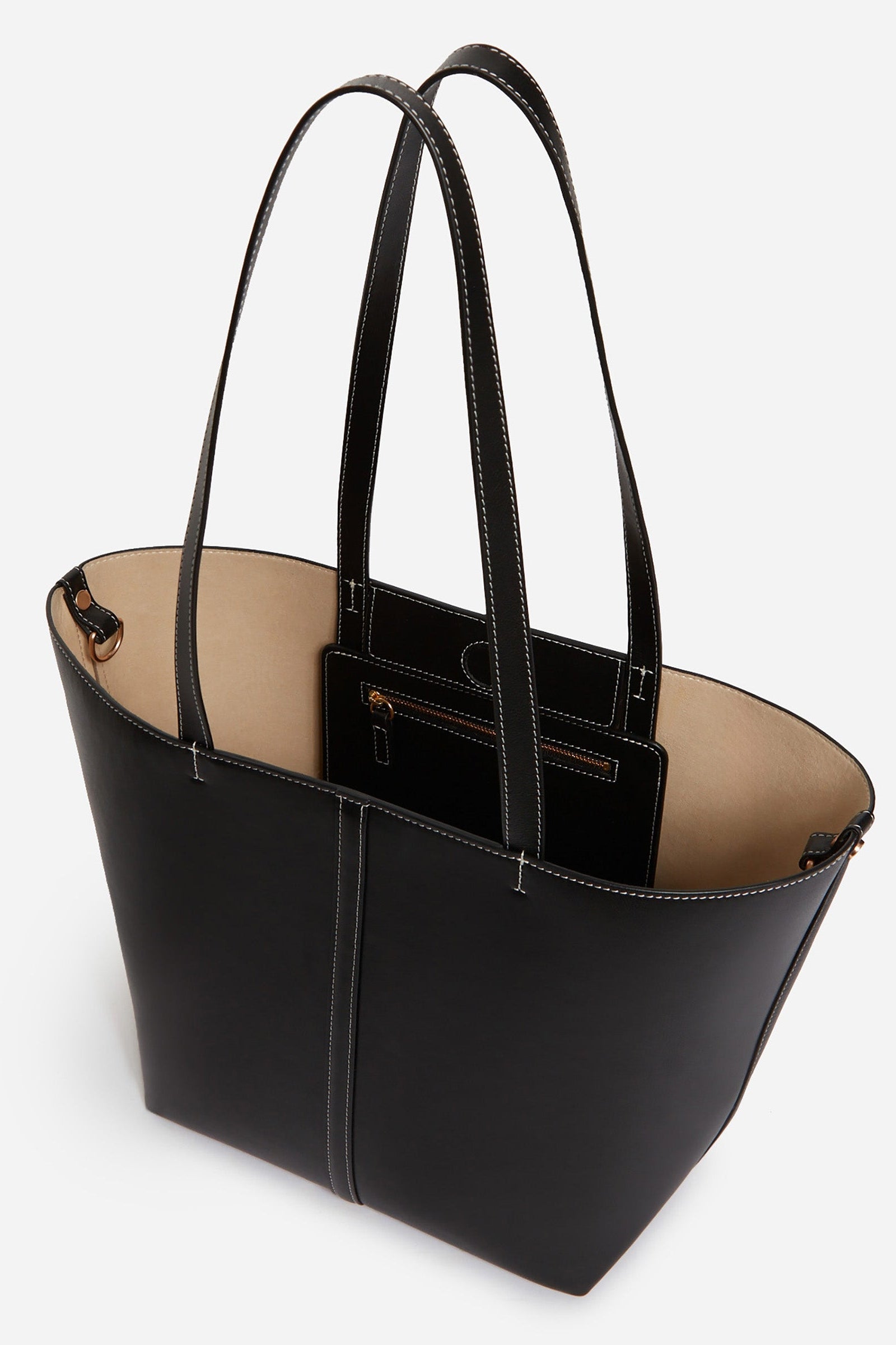 Iconic Daily small leather tote bag - Black