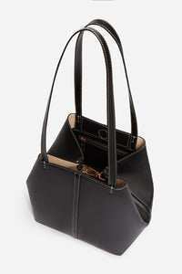 Iconic Daily small leather tote bag - Black