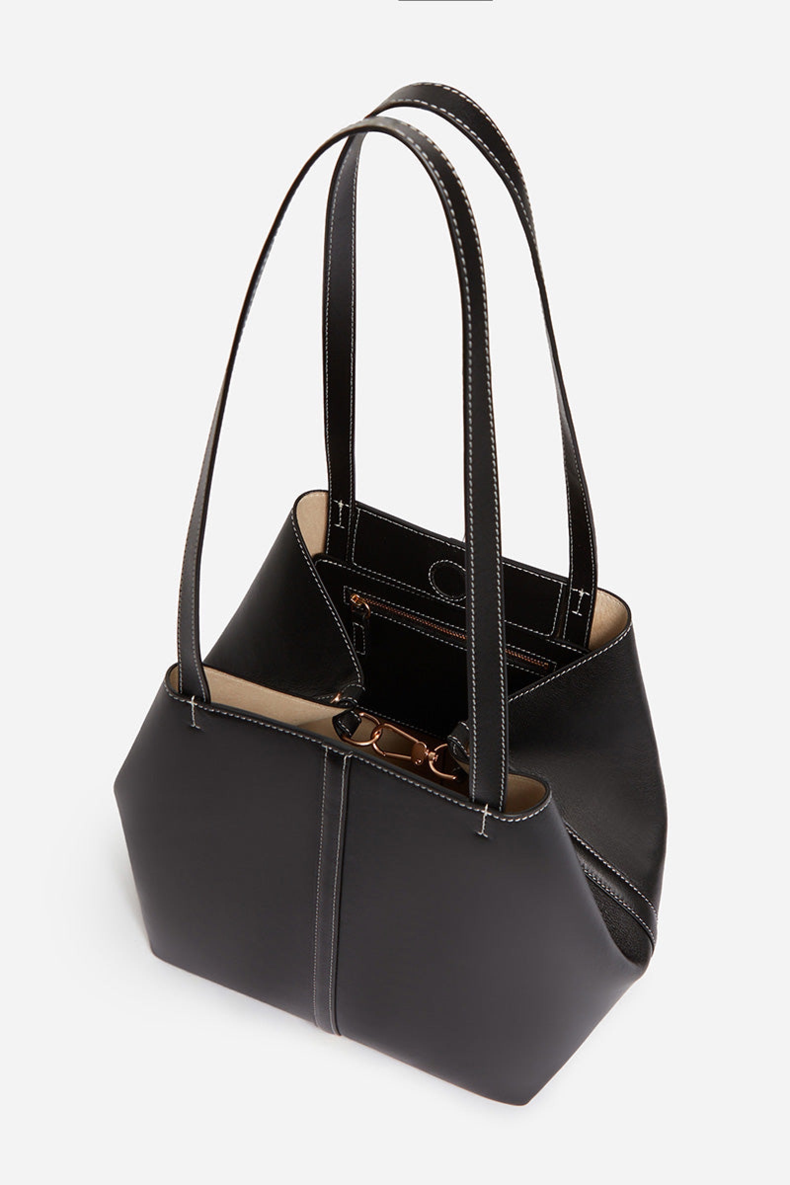 Iconic Daily small leather tote bag - Black