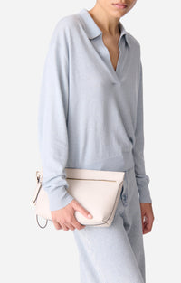 Pochette zippée Daily en cuir - Ivoire