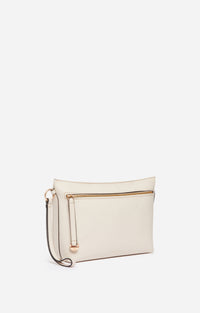 Pochette zippée Daily en cuir - Ivoire