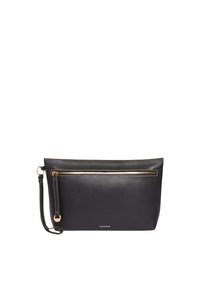 Pochette Zippée Daily en cuir - Noir
