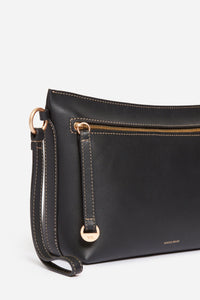 Pochette Zippée Daily en cuir - Noir