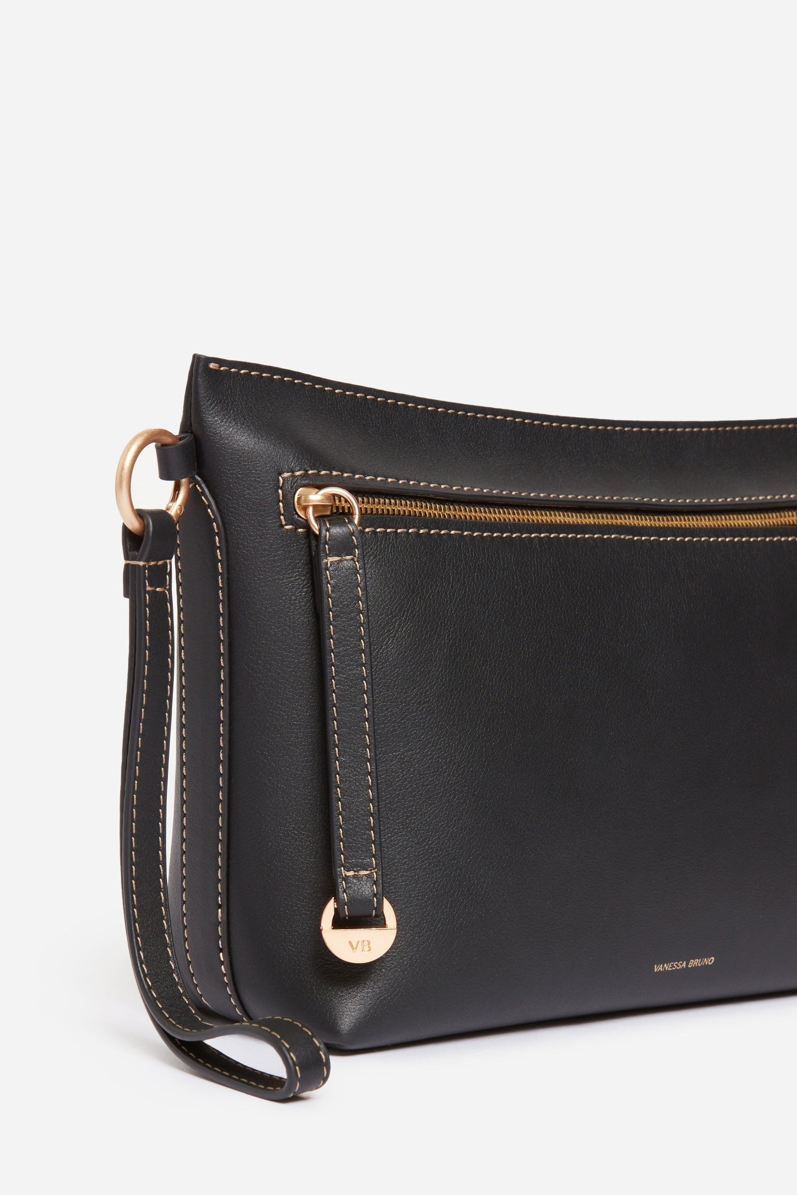 Pochette Zippée Daily en cuir - Noir