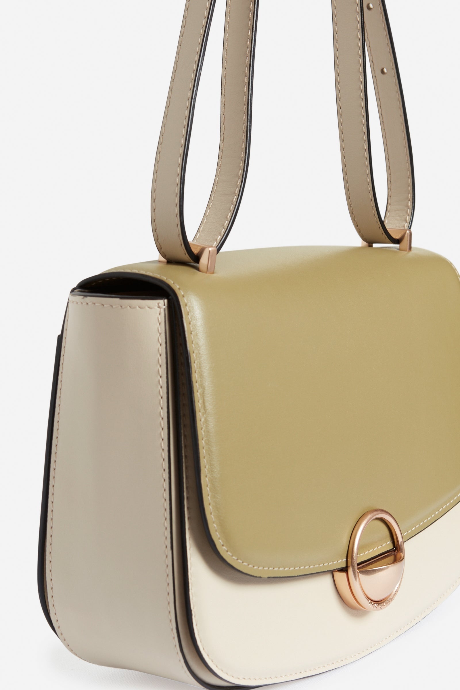 Romy large leather flap bag - Pistachio