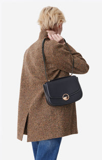 Grand sac à rabat Romy en cuir - Noir