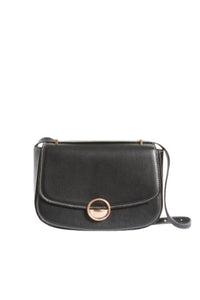 Grand sac à rabat Romy en cuir - Noir