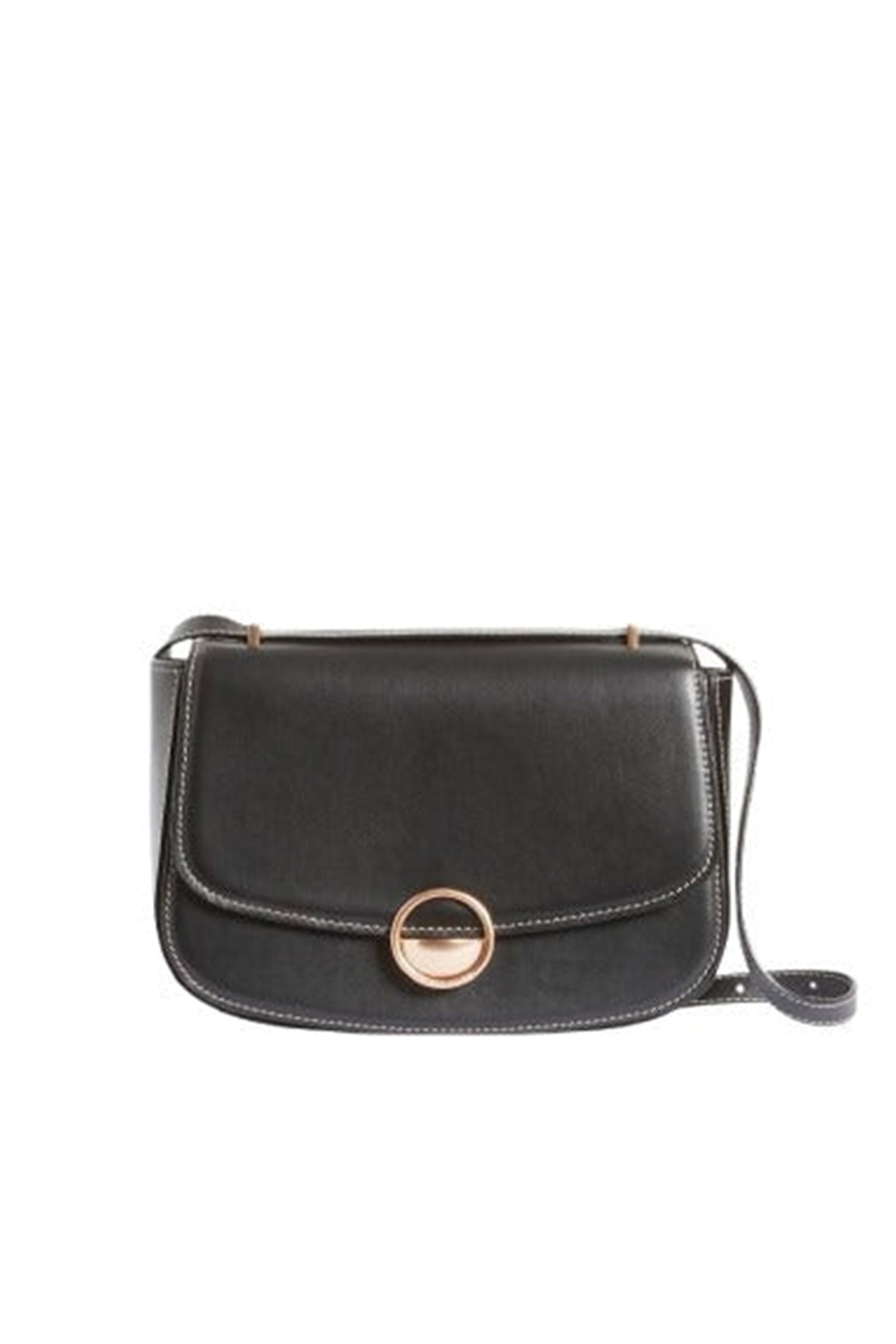 Grand sac à rabat Romy en cuir - Noir