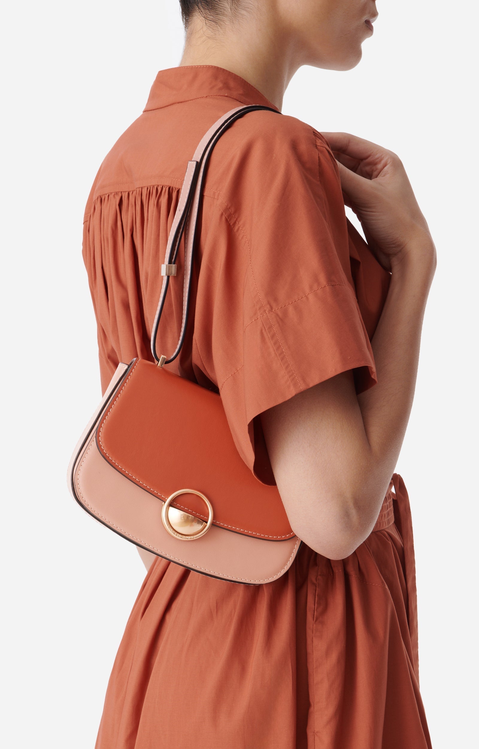 Petit sac à rabat Romy en cuir - Rouille