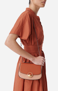 Petit sac à rabat Romy en cuir - Rouille