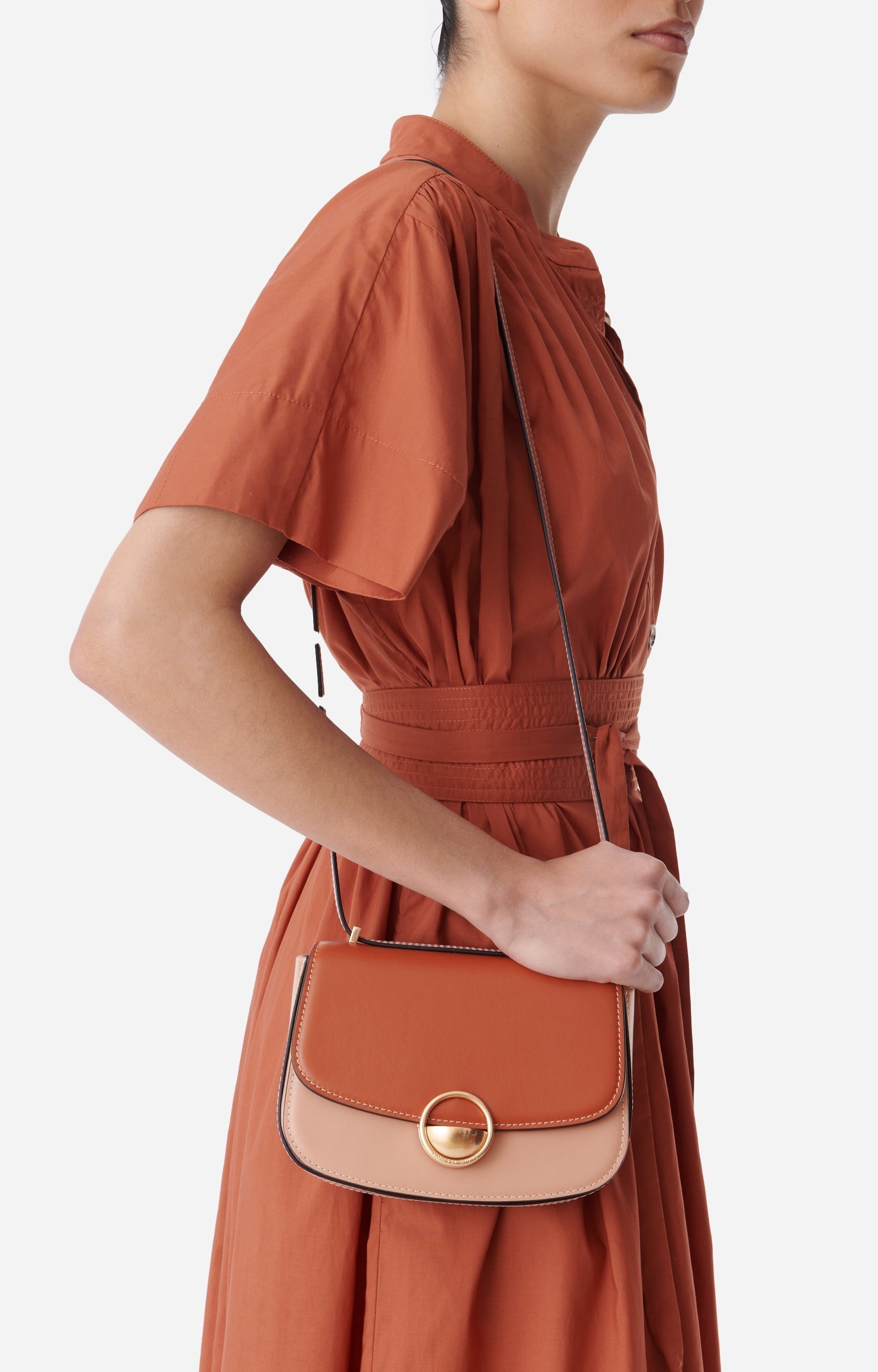 Petit sac à rabat Romy en cuir - Rouille