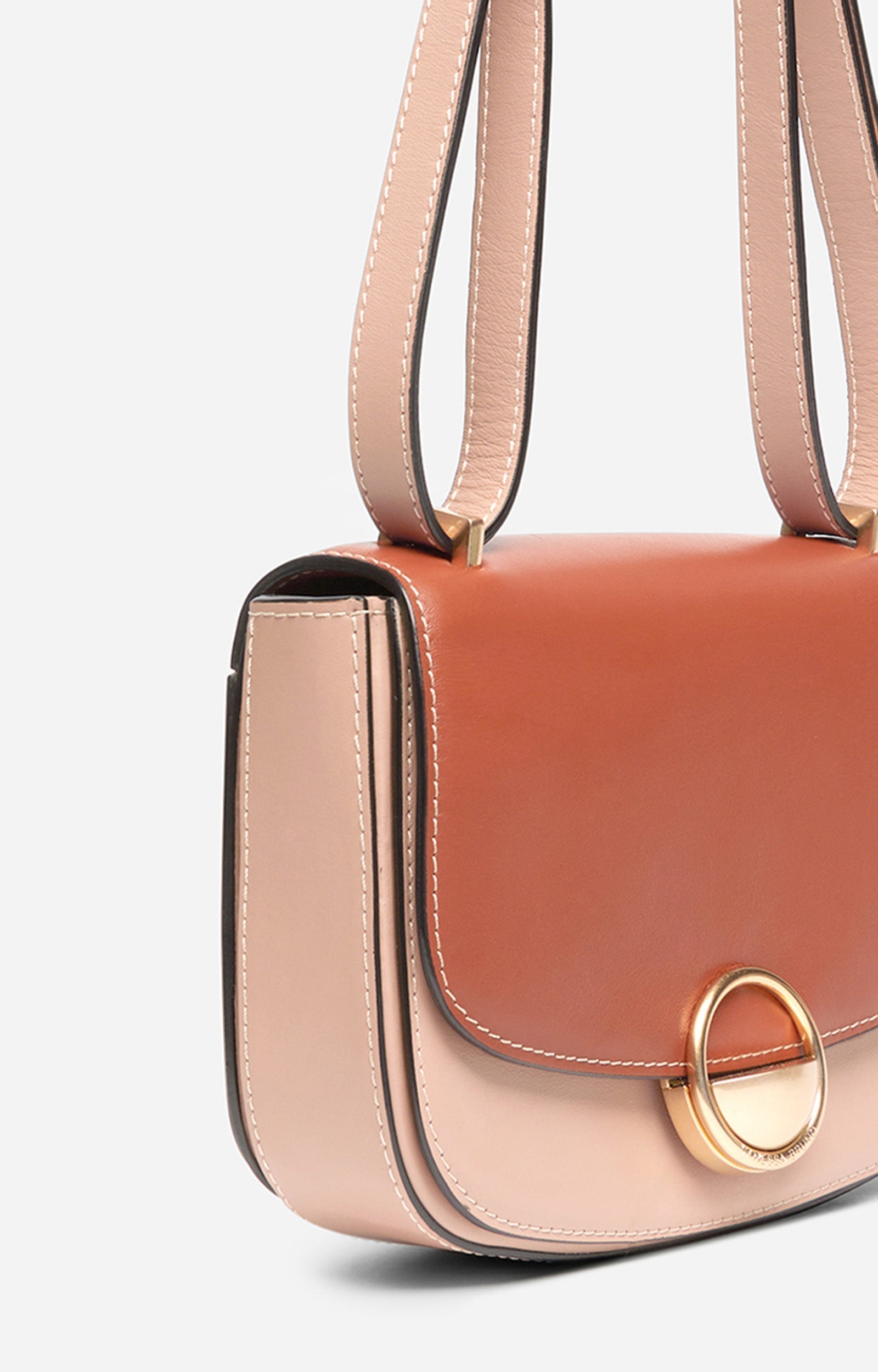 Petit sac à rabat Romy en cuir - Rouille
