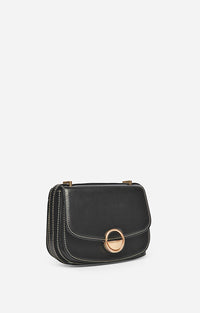 Petit sac à rabat Romy en cuir - Noir