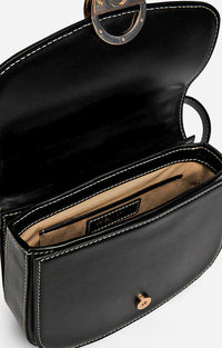 Petit sac à rabat Romy en cuir - Noir