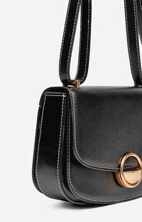 Petit sac à rabat Romy en cuir - Noir