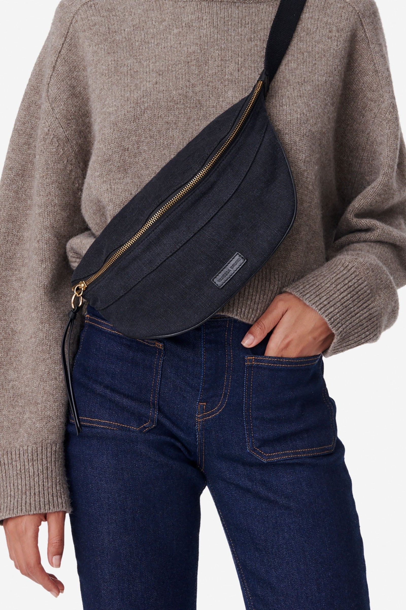 Sac banane en coton - Noir