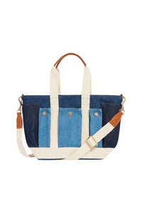 RECO : 100 // Cabas S multipoches en coton - Bleu Multicolore