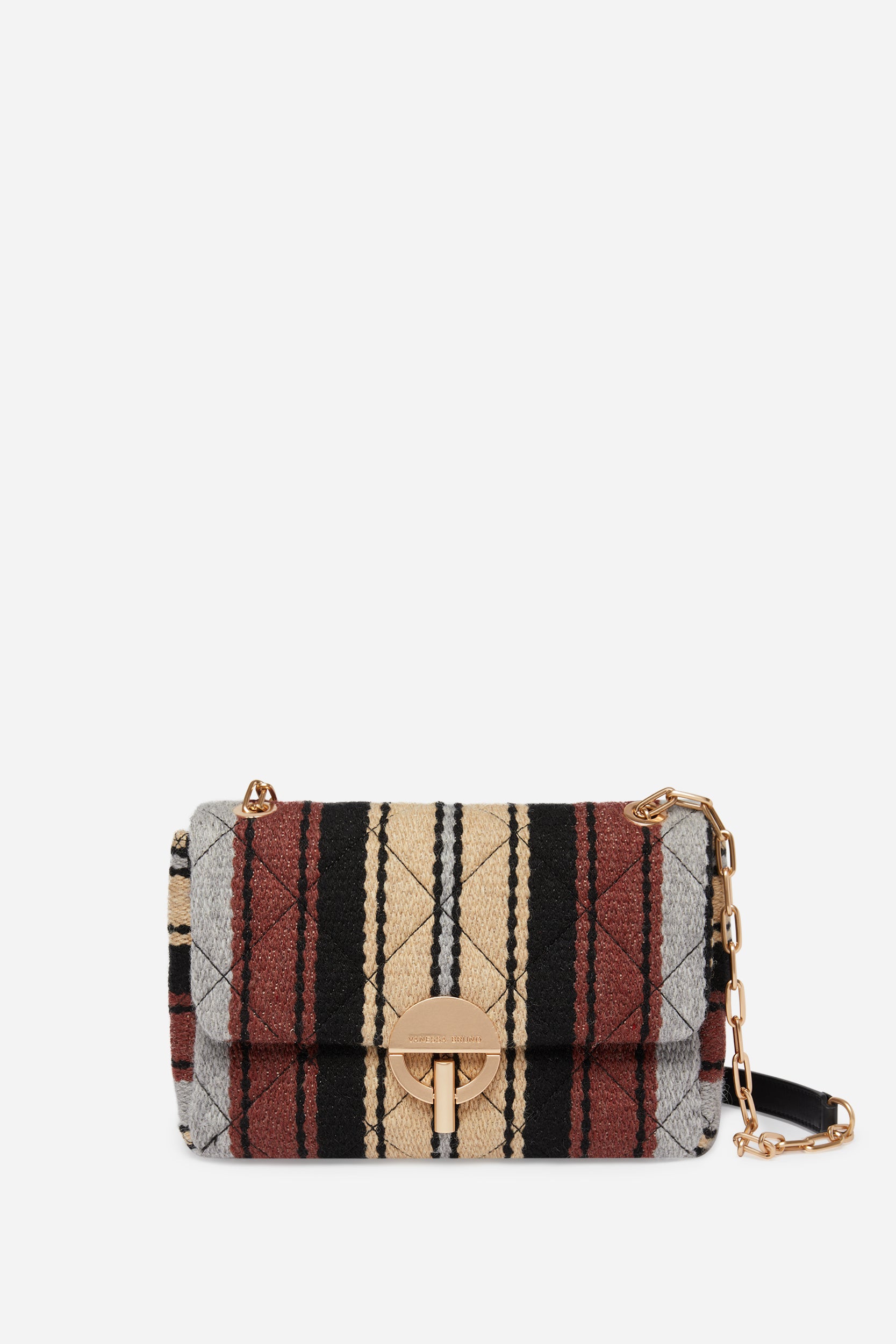 1 QTY NEW // MULTICO/BISCUIT / Sac Moon en Laine - MULTICO/BISCUIT