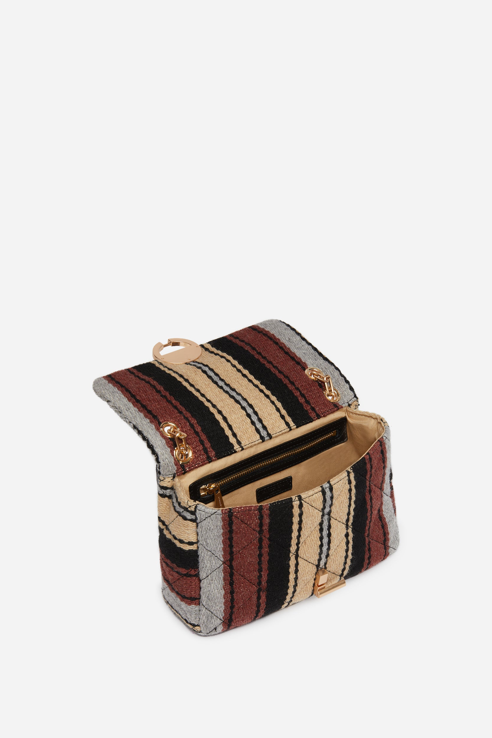 1 QTY NEW // MULTICO/BISCUIT / Sac Moon en Laine - MULTICO/BISCUIT