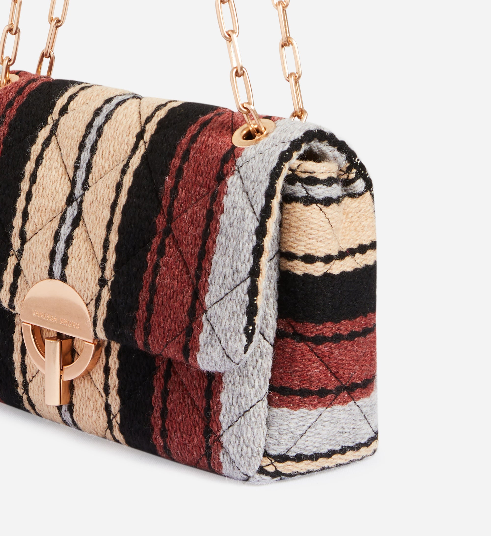 1 QTY NEW // MULTICO/BISCUIT / Sac Moon en Laine - MULTICO/BISCUIT